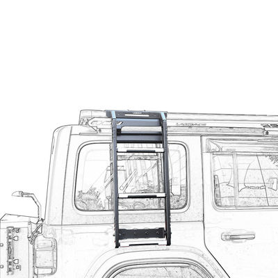 Jeep Wrangler JL JK 3-ступенчатая лестница с крышным стойкой, боковой установкой и покрытой порошком отделкой